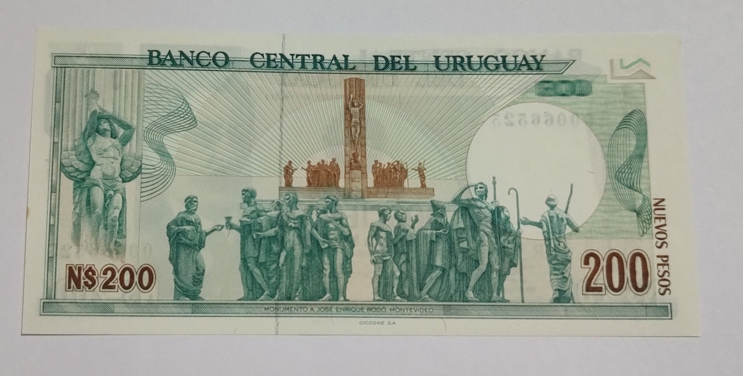 Uruguay 200 Nuevos Pesos 1986 P66  UNC