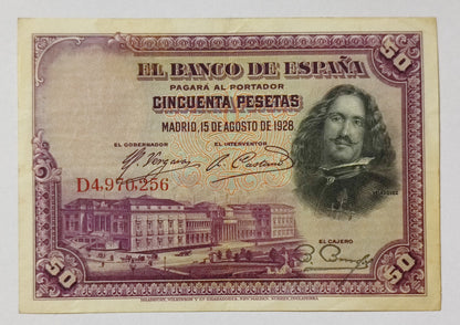 Spain 50 Peseta 1928 P75 Used