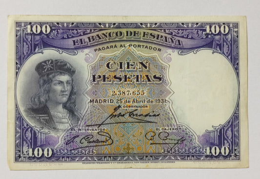 Spain 100Peseta 1931 P83 Used N1