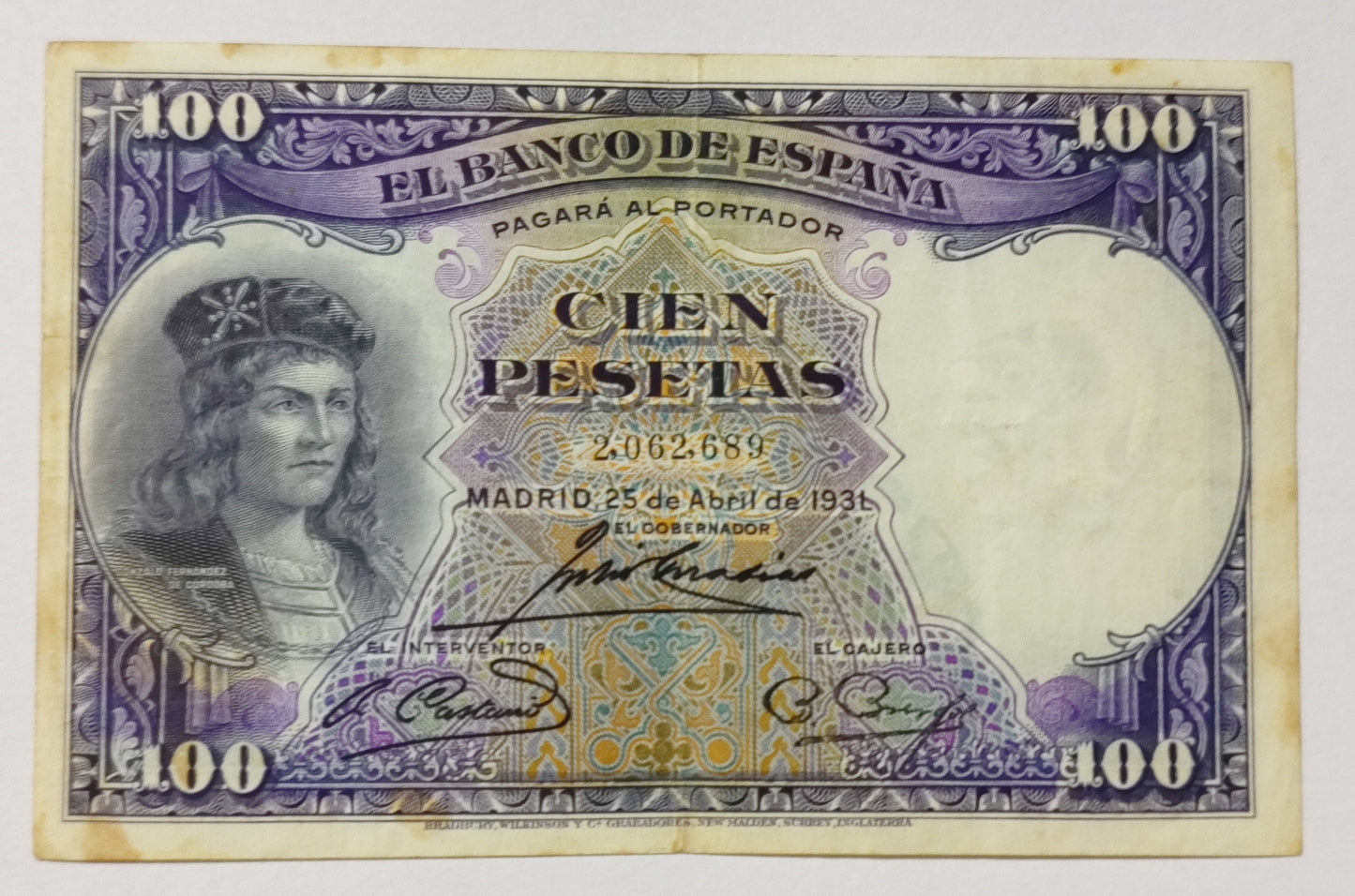 Spain 100Peseta 1931 P83 Used N3