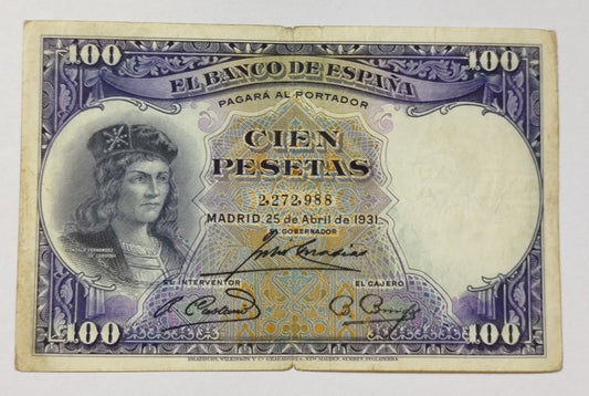 Spain 100Peseta 1931 P83 Used N2