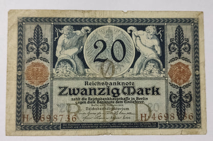 Germany 20 Mark 1915 P63 Used