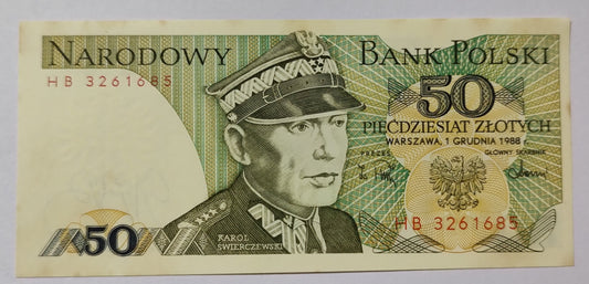 Poland 50 Zlotych UNC P142c 1988 small stain