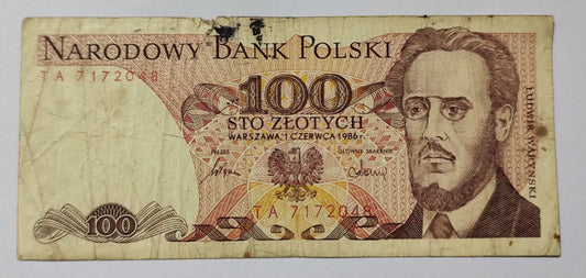 Poland 100 Zlotych 1986 P143 Used note