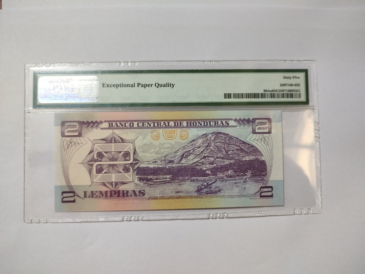 PMG Certified Honduras 2 Lempiras 2004-06 P80Ae UNC