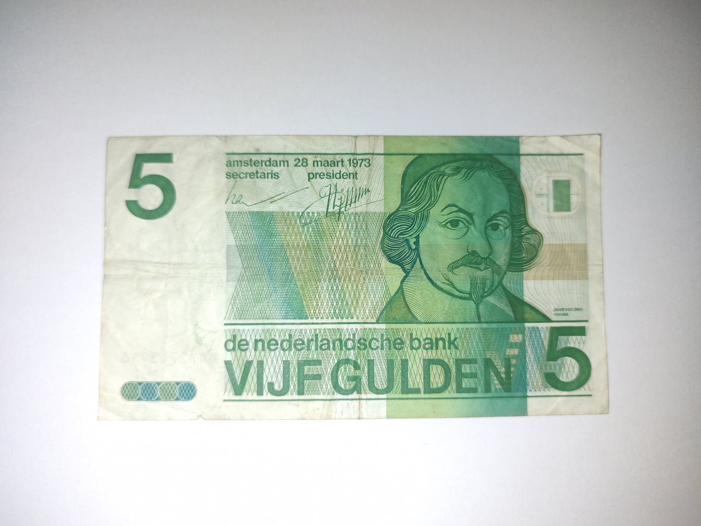 Netherland 5 Gulden 1973  P95 Used note