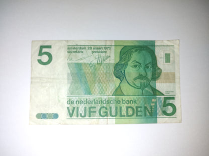 Netherland 5 Gulden 1973  P95 Used note