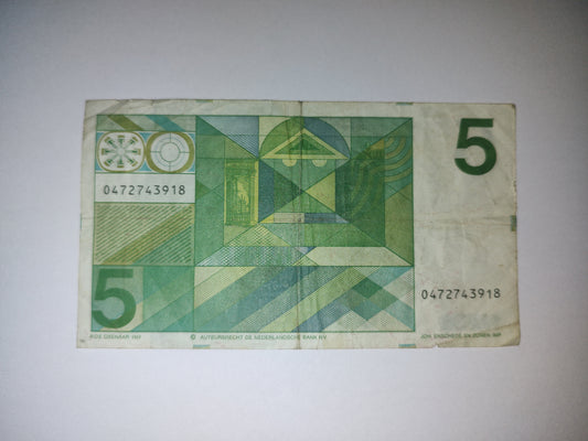 Netherland 5 Gulden 1973  P95 Used note