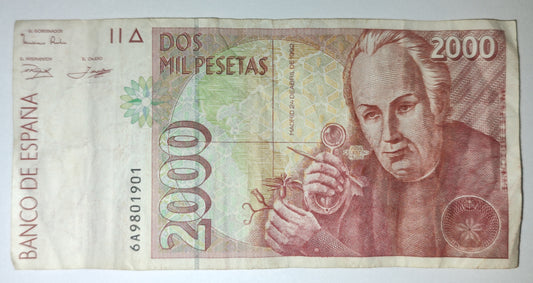 Spain 2000 Pesetas 1992 P164  Used note