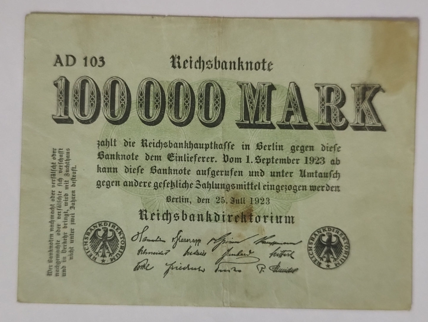 Germany 100000 mark 1923 P91 used