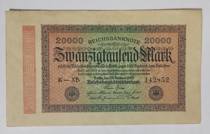 Germany 20000 mark Reichsbanknote  1923 P85a Used N1 (series XB)