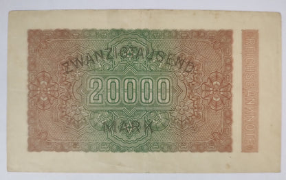 Germany 20000 mark Reichsbanknote  1923 P85a Used N2 (Series LV)