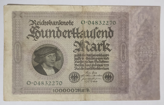 Germany 100000 mark 1923 P83 heavily used