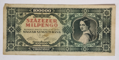 Hungary one hundred thousand million pengos 1946 P127 used