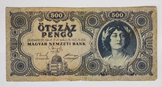 Hungary 500 pengo 1945 P117 used