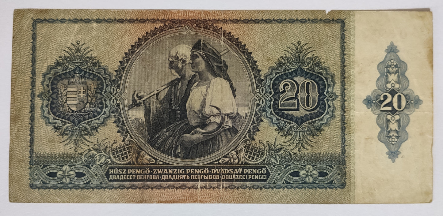 Hungary 20 pengo 1941  P109 used