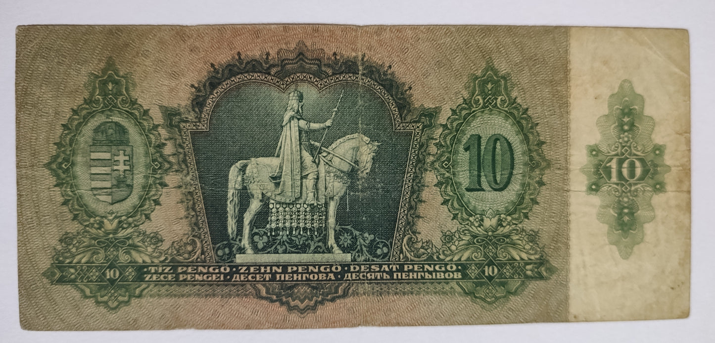 Hungary 10 pengo 1936  P100 used 2 (Mary and baby Jesus)