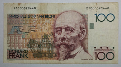 belgium 100 francs 1986-89 P142 used