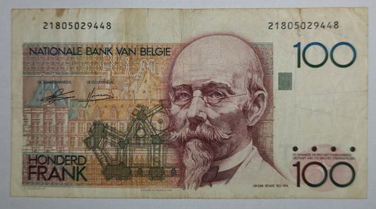 belgium 100 francs 1986-89 P142 used