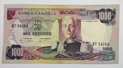 Angola 1000 Kwanzas 1972 P103 Used  ZealHobbieZ