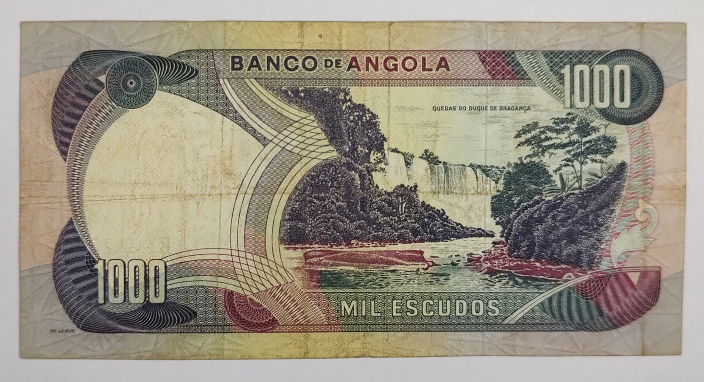 Angola 1000 Kwanzas 1972 P103 Used  ZealHobbieZ