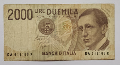 italy 2000 lire 1990 P115 used ( MARCONI)