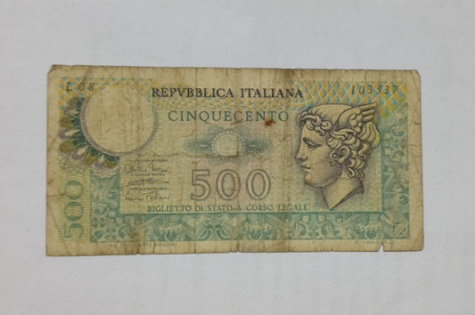Italy 500 Lira 1974 P94 Heavily Used - World Bank note collection