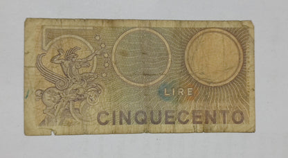 Italy 500 Lira 1974 P94 Heavily Used - World Bank note collection