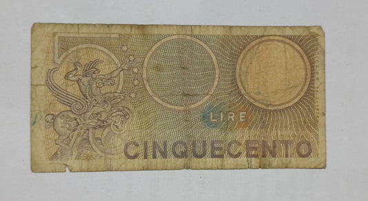 Italy 500 Lira 1974 P94 Heavily Used - World Bank note collection