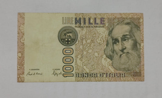 Italy 1000 Lira  P109b Used - World Bank note collection