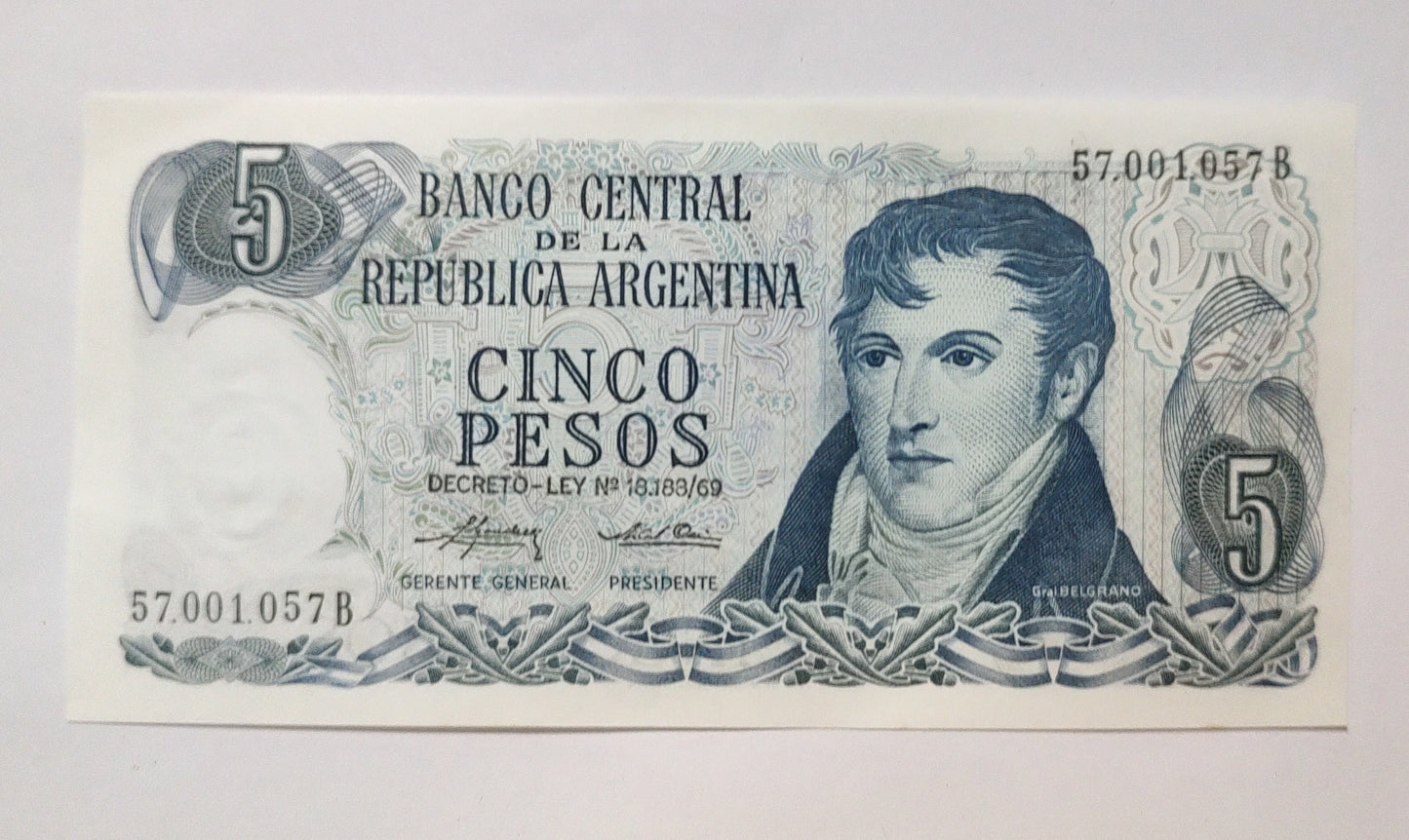 Argentina 5 Pesos P359 2015 UNC Banknote | ZealHobbieZ