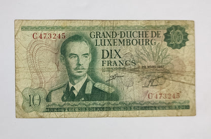 Luxembourg 10 Francs 1967 | P53 Banknote | Used Condition