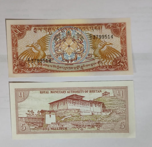 BHUTAN 5 NGULTRUM 1985-92  P-14a UNC