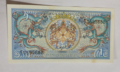 Bhutan 1 Ngultrum 1986 P12a aUNC with stains  - World Bank note collection