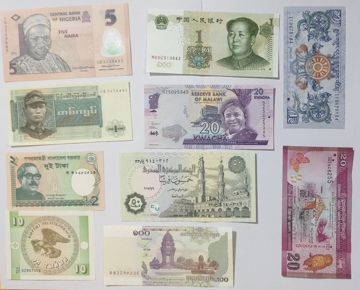 10 Different Country Banknotes SET  ALL UNC NOTES
