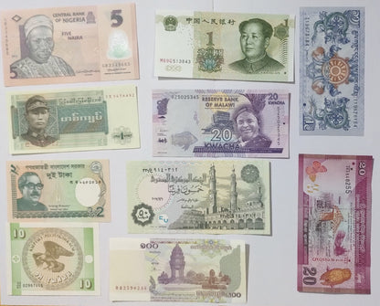 10 Different Country Banknotes SET  ALL UNC NOTES