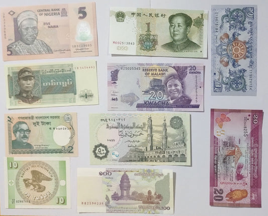 10 Different Country Banknotes SET  ALL UNC NOTES