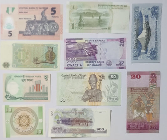 10 Different Country Banknotes SET  ALL UNC NOTES