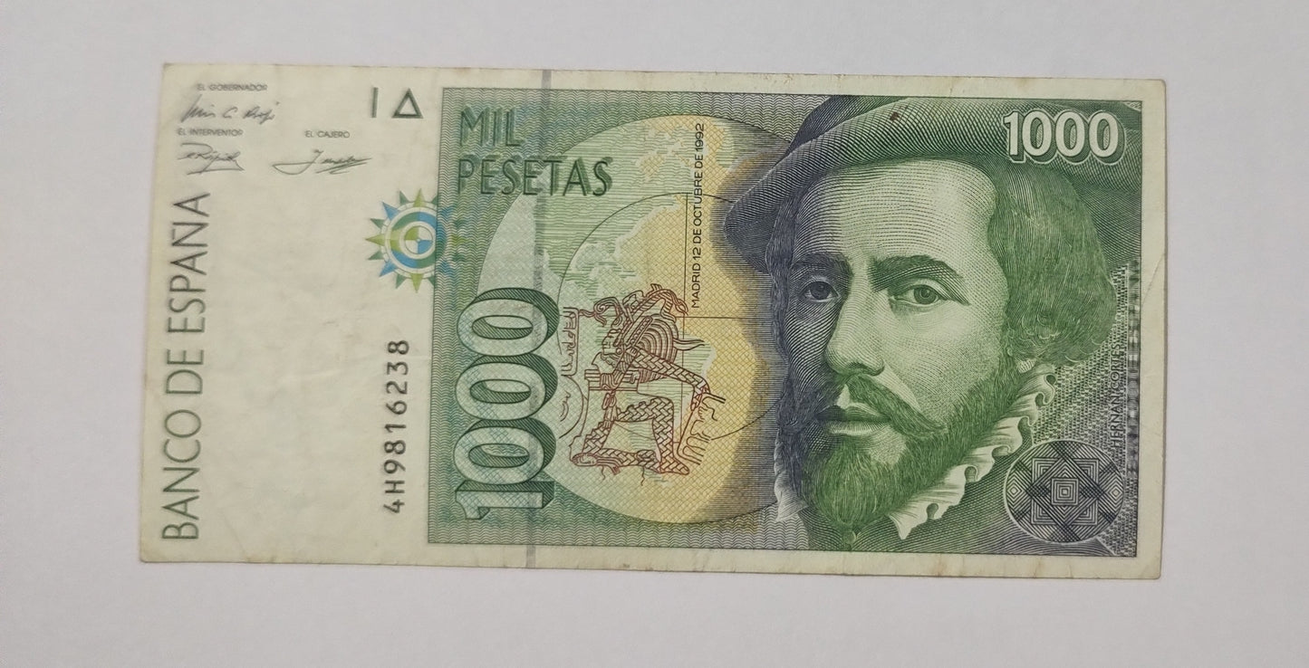 SPAIN 1000 pesata 1992 P163 N3 used note