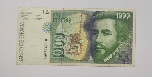 SPAIN 1000 pesata 1992 P163 N3 used note