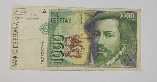 SPAIN 1000 pesata 1992 P163 N2 used note