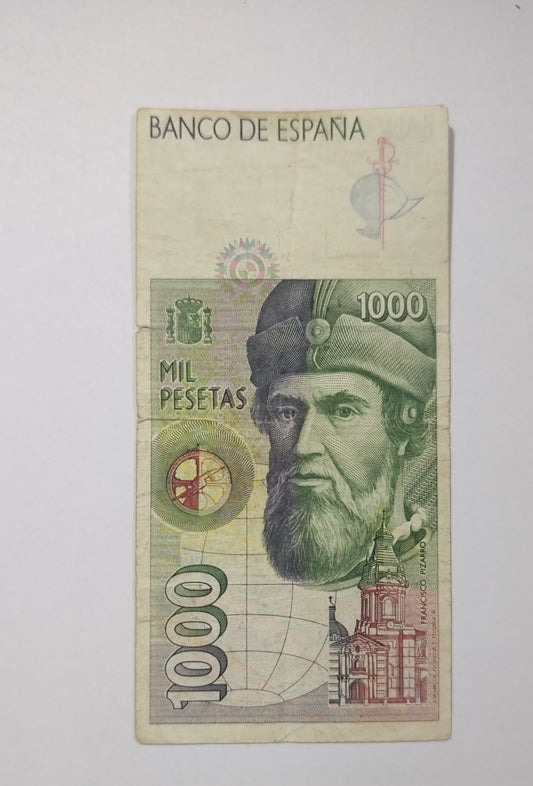 SPAIN 1000 pesata 1992 P163 N2 used note