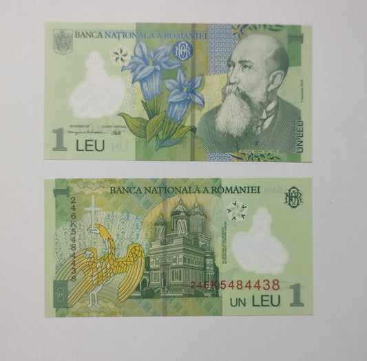 Romania 1 Lei 2024  UNC Polymer Banknote - ZealHobbieZ