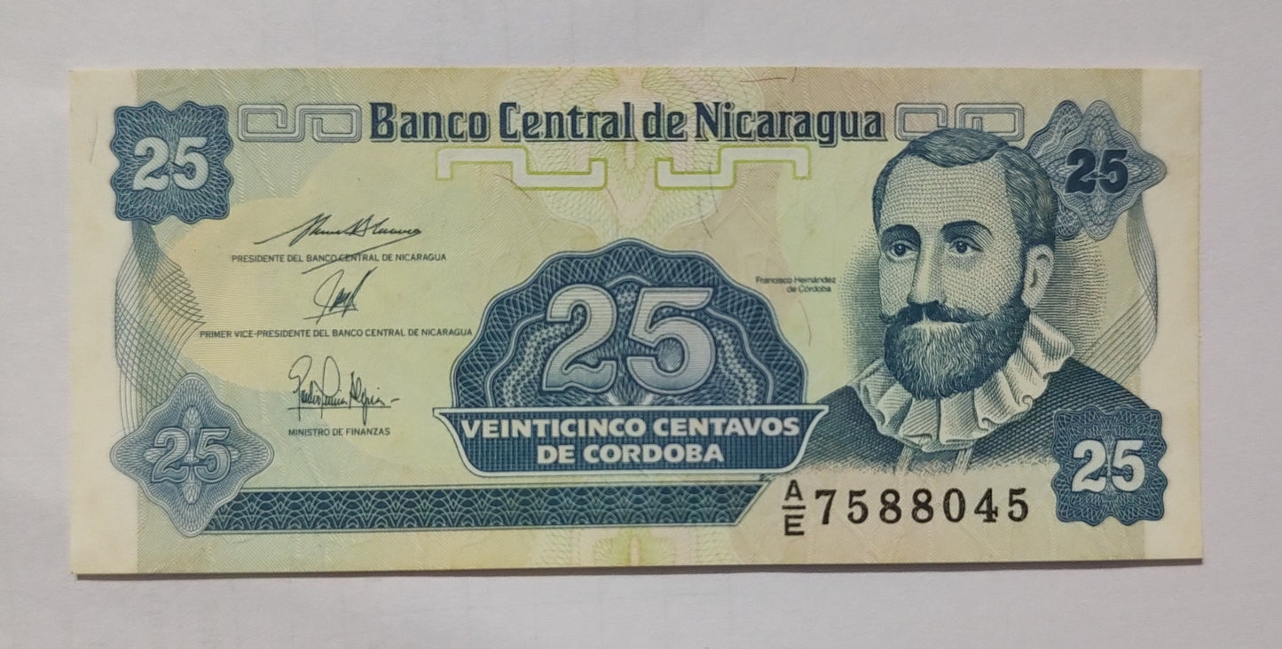 Nicaragua 25 Centavos 1991 P170 Used N1  - World Banknote Collection