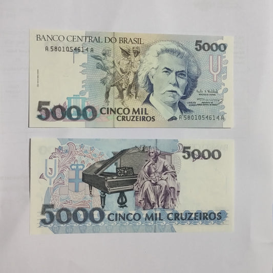 BRAZIL 5000 Cruzeiros 1990-93  P232 UNC
