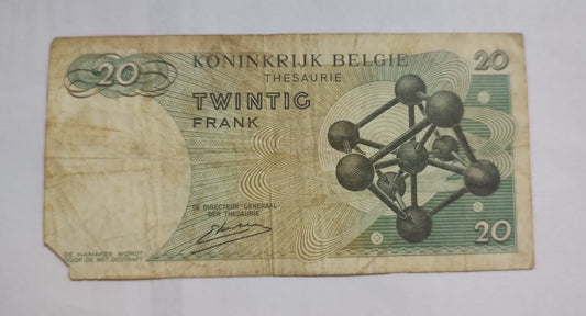 Belgium 20 Francs 1964 Baudouin I Damaged Banknote - ZealHobbieZ