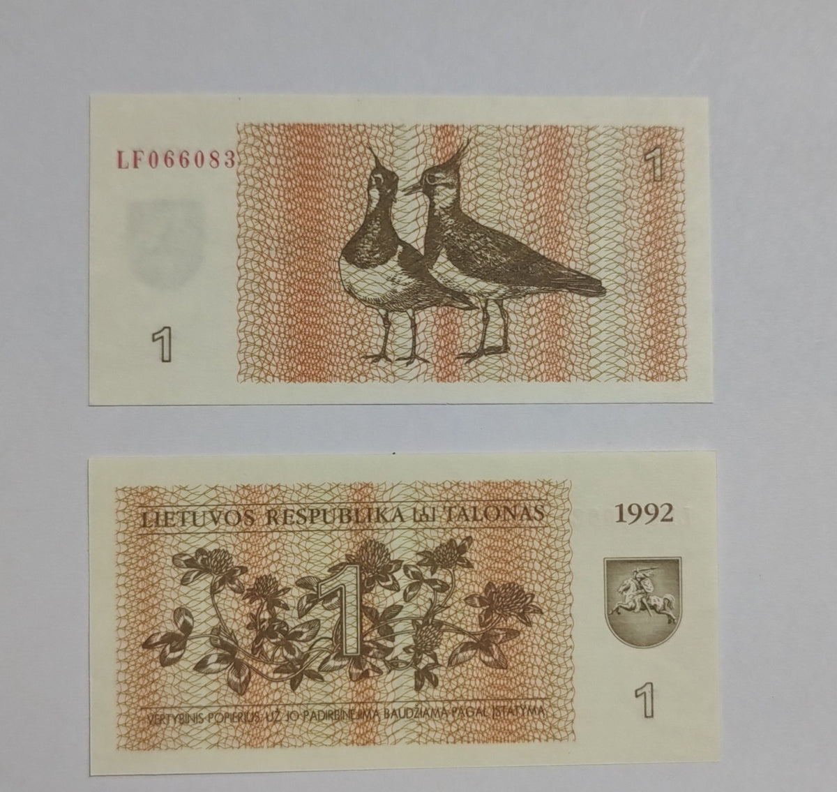Lithuania 1 Talonas 1992 P39 UNC