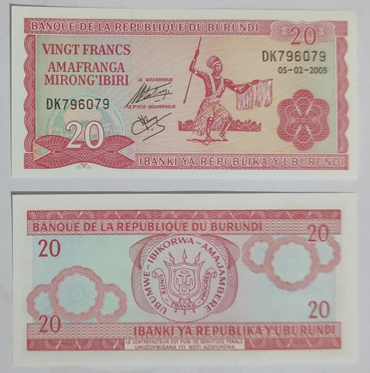 Burundi 20 francs 2005 P27d UNC