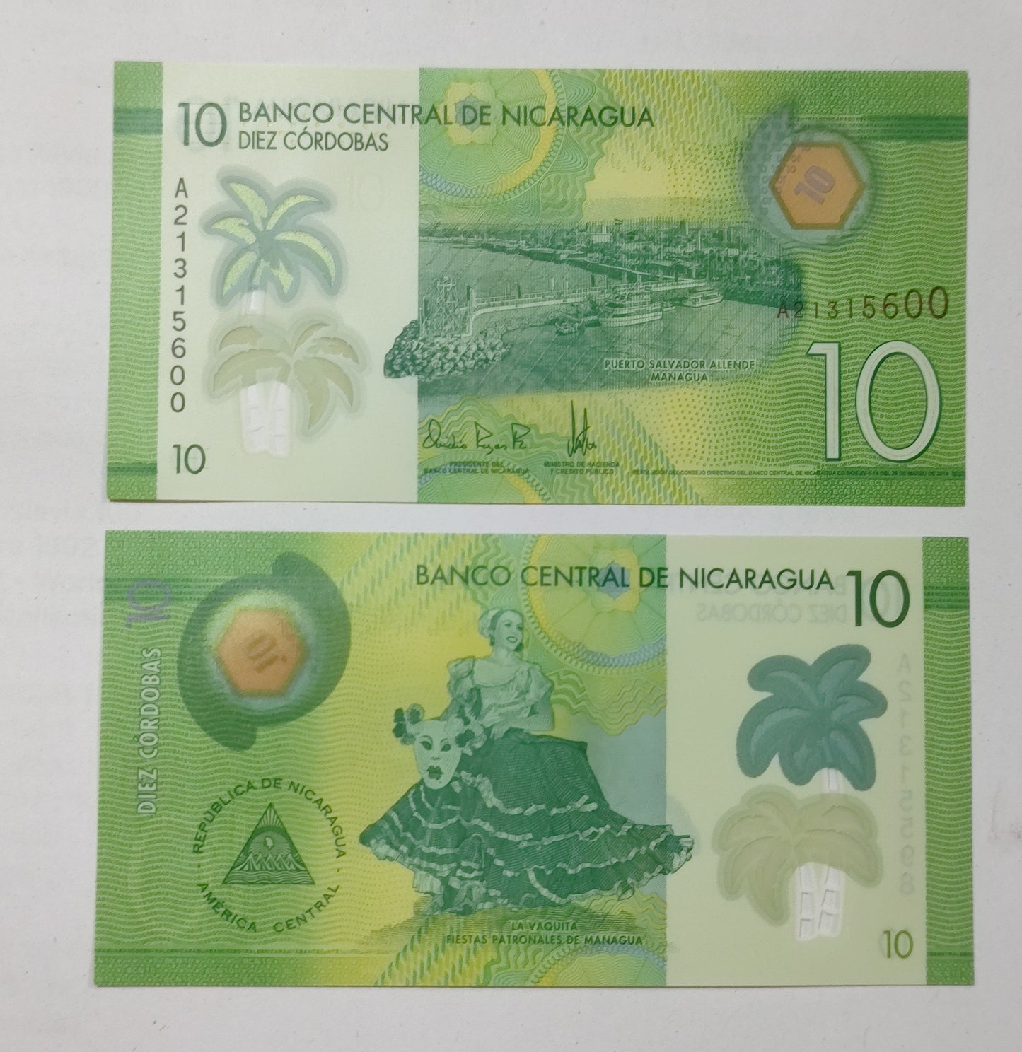 Nicaragua 10 Cordobas 2014 P209  UNC Polymer - ZealHobbieZ