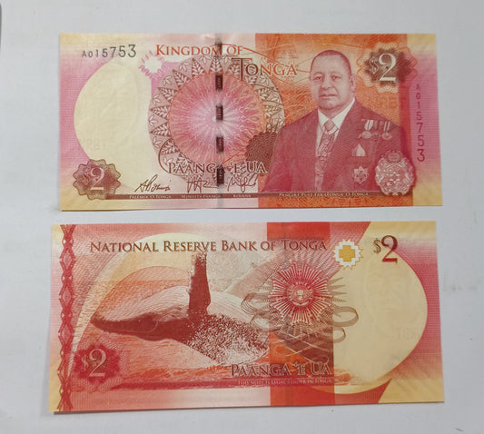 Tonga 2 Pa'anga 2015 UNC Banknote